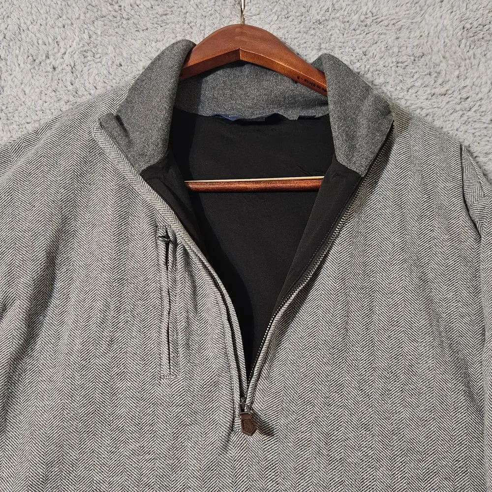 Polo Golf Ralph‎ Lauren Quarter Zip Sweater Cotton Herringbone Pattern Size XL